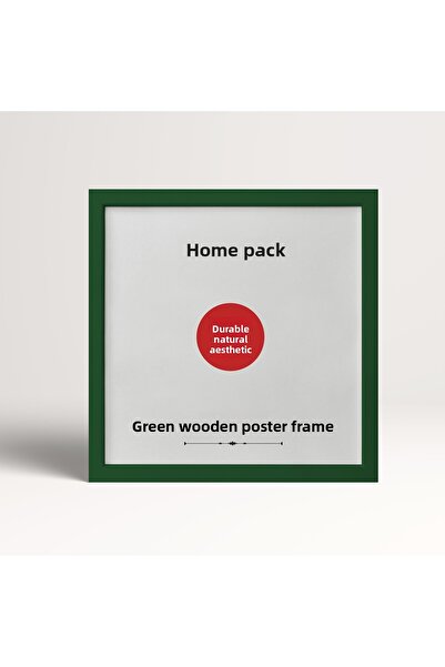 HOMEPACK 30X30 cm Green Wooden Framed Poster Frame, 3 Pieces Blank Frame, Green-Frame-30X30