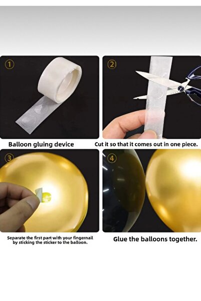 BALON DİYARI 50Pcs Black Gold Transparent White Balloon Chain Set