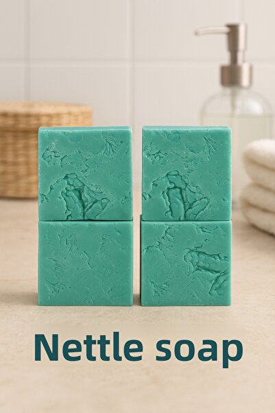 Newleaf 4 قطع صابون نباتي من نبات القراص – صابون عشبي مضاد لتساقط الشعر 110 جرام