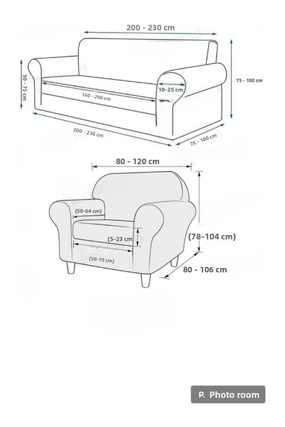 StarMall Stretch Elastic Flexible Washable Square Pattern Armchair Cover Set 3+3+1+1