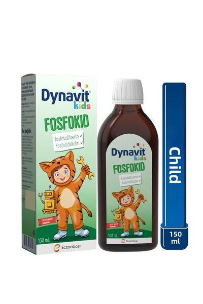 Dynavit شراب فوسفوكيد للأطفال 150 مل - فوسفوتيديلسيرين، فوسفوتيديلكولين، روديولا، تورين للأطفال - التركيز