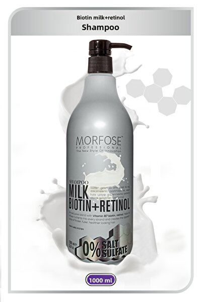Morfose Milk Biotin Shampoo 1000 ml Helps Reduce Hair Loss and Promote Rapid Hair Growth and Strengthening