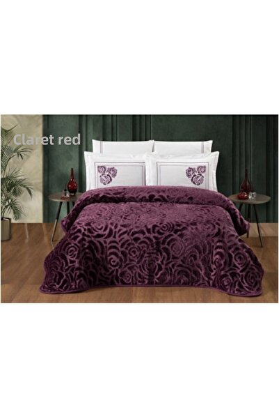 Kelebek Double Bed Sheet Cotton Blanket Set Burgundy 6 Pieces