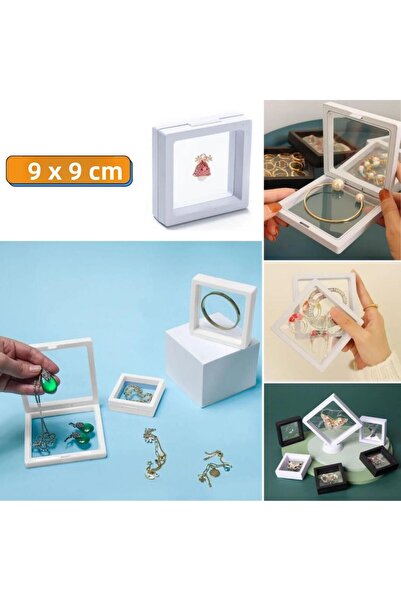 OLLEVRA 9X9Cm with Stand 3D Jewelry Kinet Keepsake Collection Storage Box Clear Film Frame
