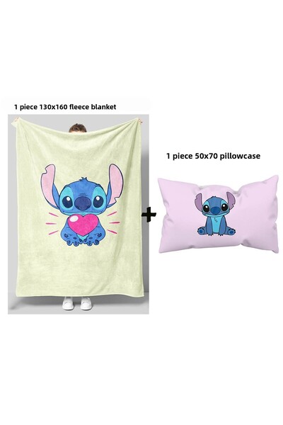 GC GÖKHAN CLUB Stich Themed Fleece Blanket Pillowcase