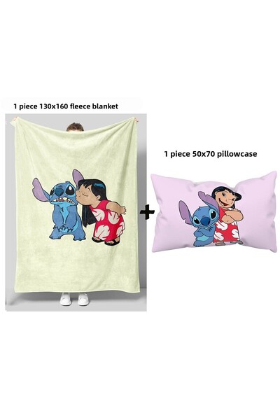 GC GÖKHAN CLUB Stich Themed Fleece Blanket Pillowcase