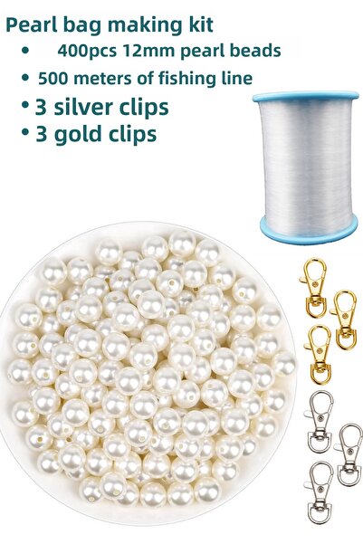HERALDİS مجموعة صنع حقيبة من الخرز اللؤلؤي مقاس 12 ملم، خيط حقيبة من اللؤلؤ، ...