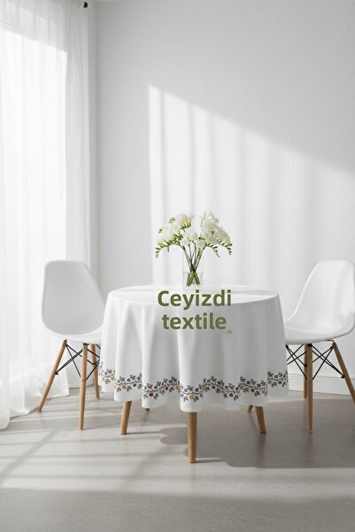 Çt Çeyizci Tekstil Στρογγυλό τραπεζομάντιλο με ψηφιακή εκτύπωση