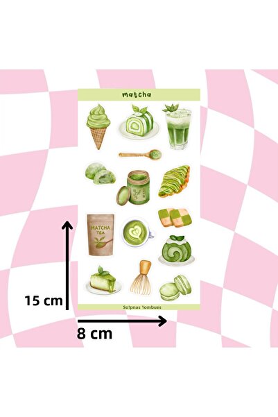 Songwol Studios ملصق بتصميم الشاي الأخضر ماتشا، ملصق، دفتر يوميات، ألبوم قصاصات، ملصق، مقاس 8×15 سم