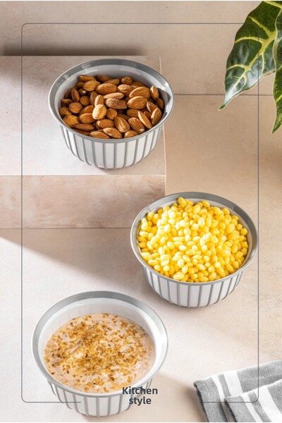Stile Cucina Linea 3-Piece Practical Snack Bowl Gray 500 ml
