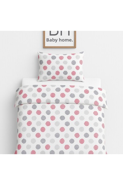 BH BABY HOME 100% Cotton Baby Duvet Cover Set – Red & Gray Pattern 80X120Cm