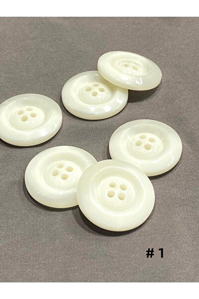 karantuhafiye Παλτό Ζακέτα με κουμπιά μεγάλου μεγέθους / Λευκό χρώμα / Σετ 6 τεμαχίων / # 1