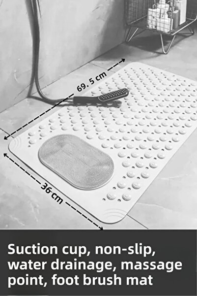 MAİN SHOP 2 Pieces Massage Dot Mat with Suction Cups for Bathroom Shower Tub Water Drainage 69.5 X 36 cm