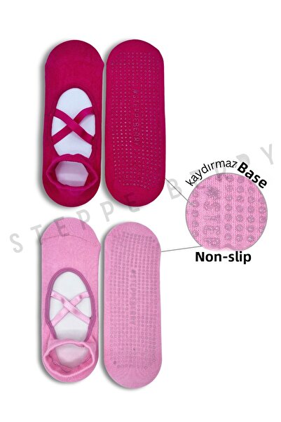 STEPPE BERRY 2 perechi de șosete premium pentru pilates și yoga cu bretele în...