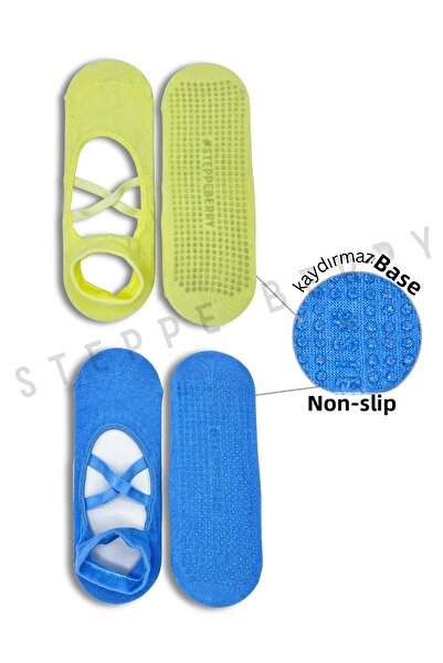 STEPPE BERRY 2 Pairs of Premium Pilates and Yoga Socks with Cross Straps