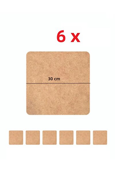 Rapithwin Supla Levha 6 Pieces 3 mm Raw Mdf 30 cm Diameter Square Service Underlay Supla