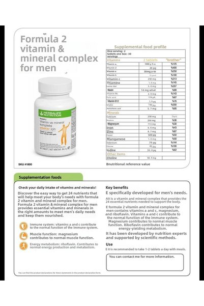 Herbalife Vitamin and Mineral Complex for Men with Double Economy 60 Tablets