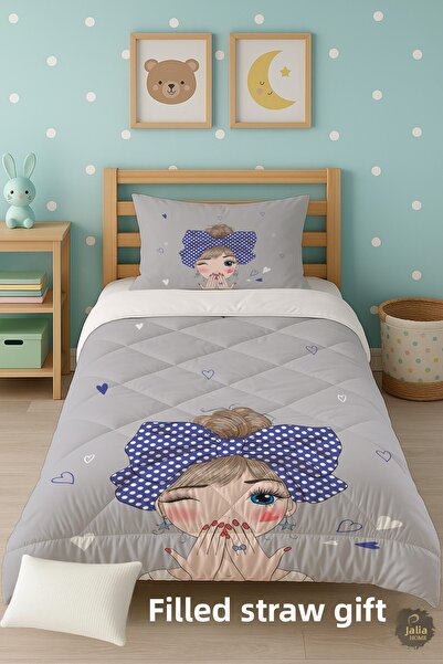 Talia Home Girl Patterned Single Children's Quilt Sleeping Set Tlag-176