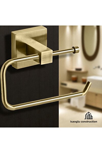 İSAOĞLU YAPI Antique Gold Toilet Paper Holder Classic Color Antique Bathroom Paper Holder Brass