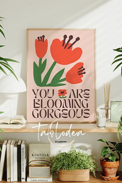 tablodea Tablou cu poster înrămat modern cu motive florale, Pictură cu flori,...