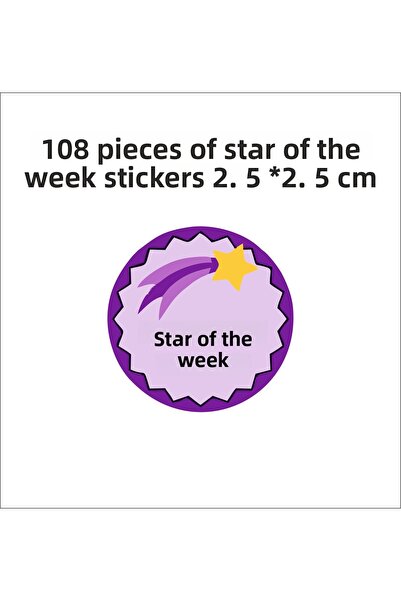 Sinek Kupası Tasarım Star of the Week 108 Pieces Label Stickers