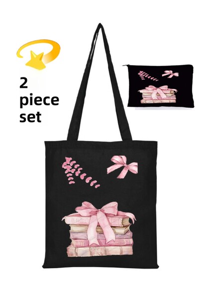 Boom town Cloth Bag - Pen Holder, Makeup Bag Set of 2, Black