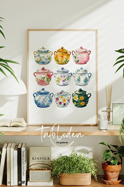 tablodea Tablou minimalist cu ghivece cu flori, cu model, înrămat, tablou dec...