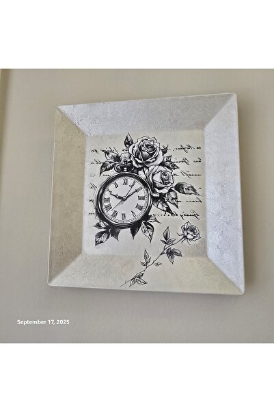 el.ay.arts طبق فني مقاس 23×23 سم مع حامل للتعليق على الحائط بتصميم الزهور وال...