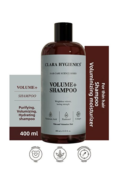 Clara Hygienics شامبو فوليوم+ المكثف 400 مل - شامبو نباتي منشط يزيد الحجم (لل...