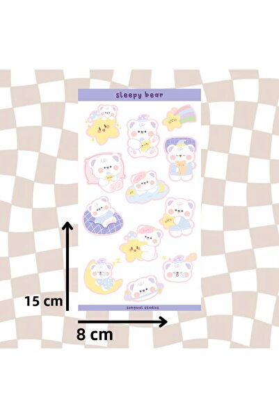 Songwol Studios Autocolant cu tematică de ursuleț somnoros, autocolant, jurna...