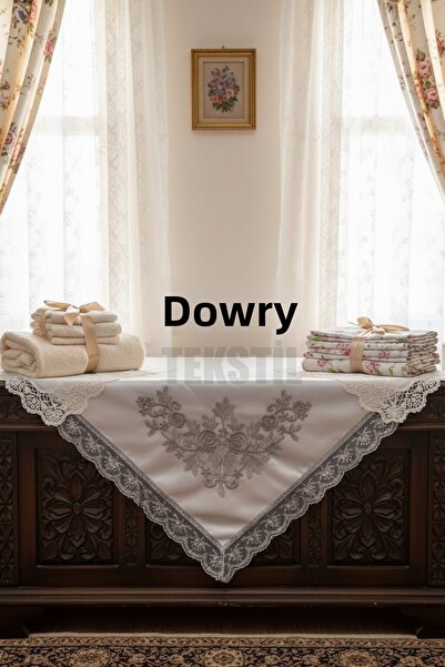 Çt Çeyizci Tekstil Γαλλική δαντέλα κεντημένη, δέσμη πολυτελείας σατέν προίκας...