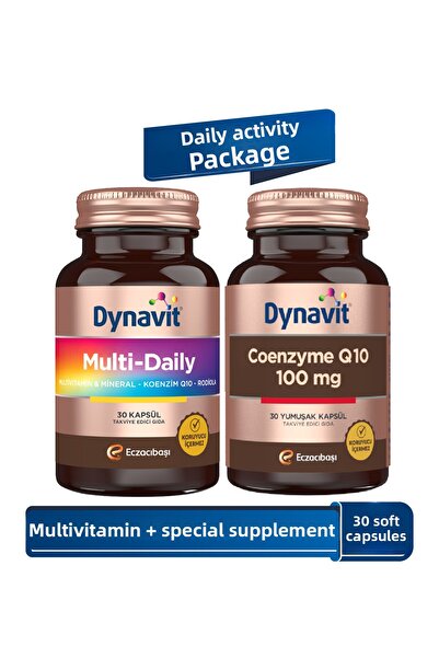 Dynavit مُلتي ديلي 30 كبسولة + الإنزيم المساعد Q10 100 ملغ 30 كبسولة ناعمة - حزمة النشاط اليومي