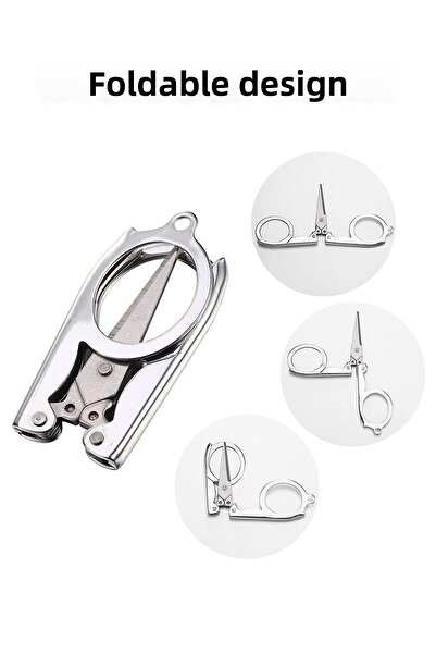 Ganjem Foldable Scissors Stainless Steel Handwork Tailor Sewing Thread Cutting Scissors Multi-Purpose Mini Cutter Tool