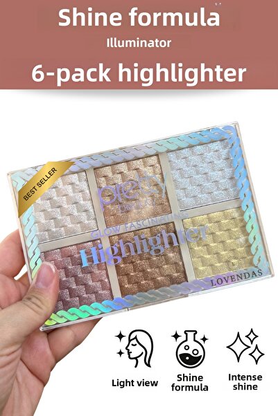 Lovendas قلم إبراز مكون من 6 قطع، مُضيء ولامع، عالي التصبغ