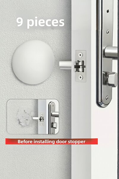 MH MiniHediye 6 Pcs White Adhesive Door Handle Stopper – Wall Protector Bumper, Stopper Holder