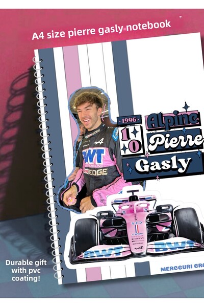 merccuri crafts Pierre Gasly A4 Spiral School Notebook 50 Sheets - Lined Pvc Cover Waterproof