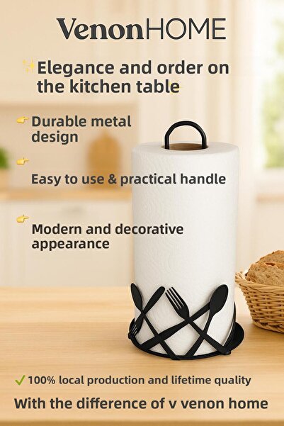 VENON Fork Spoon Knife Metal Paper Towel Holder, Roll Towel Holder, Napkin Holder Countertop Paper Towel Holder Upright