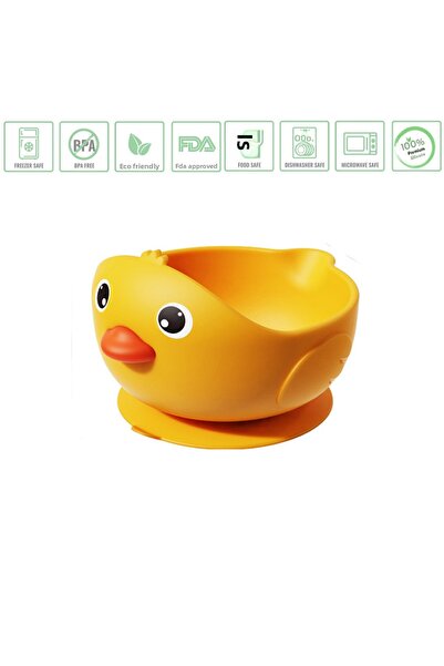jojobebek Premium Safe Baby and Child Vacuum Silicone Feeding Bowl with Yello...