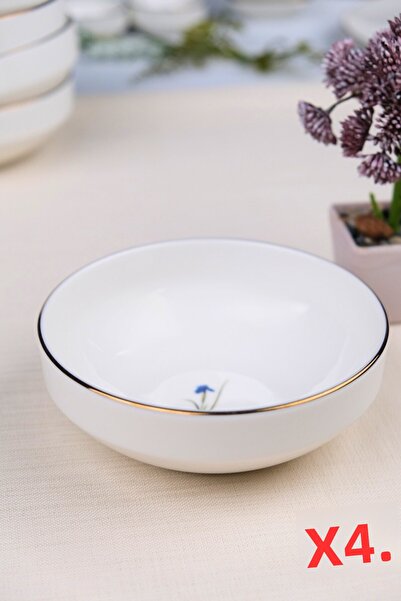 tabakevi Tabak Evi Porcelain Natura Iris Gold Gilded Bowl 13.50cm Set of 4