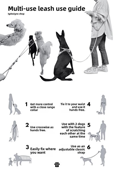 IG Design Leash - Hands Free & Multi-Purpose (2 Dogs at a Time) Walking Strap