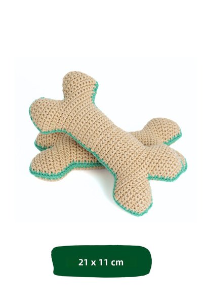 Pet And Planet 2-Piece Dog Toy Set |   Hand Knitted Bone and Cotton Ball