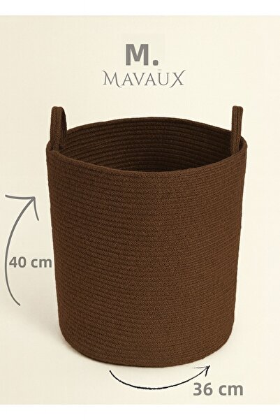 MaVaux Ръчно изработена текстурирана голяма кошница – 40 x 36 cm Декоративна организация за дома, органайзер за играчки и пране
