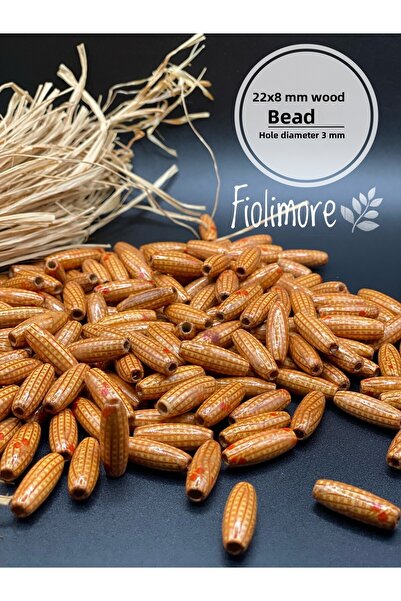 Fiolimore 22x8 mm mărgele din lemn de orz cu model (25 grame 62 bucăți) diame...