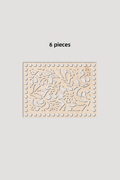 Lucena Ξύλινος Ορθογώνιος Δίσκος Καλαθιού με Σχέδιο 15x20 cm 6 Τεμάχια Αξιοκοριά 3mm