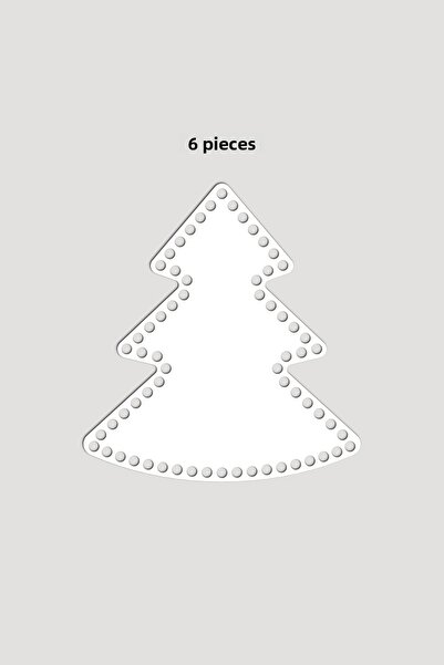 Lucena Ξύλινος Χριστουγεννιάτικος Δίσκος Καλάθι Πεύκου 13x14 εκ. 6 Τεμάχια Λευκό 3mm