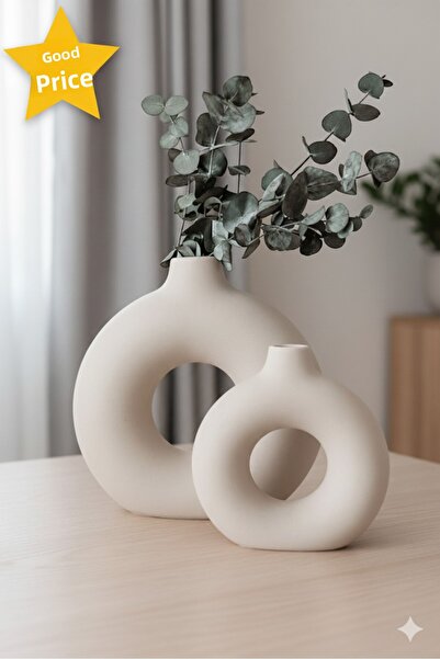 SZN HOME DESİGN Bohemian Ring Vase Set Large (17cm) Small (14 cm) Decorative ...