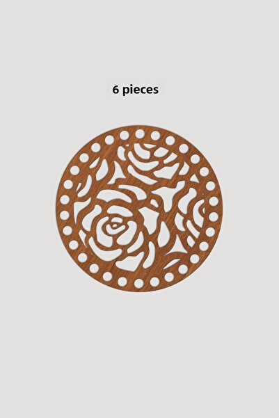 Lucena Ξύλινο Στρογγυλό Μοτίβο Μοντέλο 3 Βάση Δίσκου Καλαθιού 15cm 6 Τεμάχια Καρυδιά 3mm