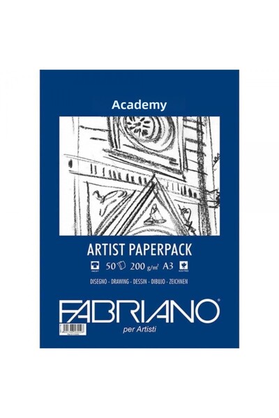 Fabriano Accademia Artists Paperpack Natural Grain 200gr A3 (29.7x42cm) 50 Sh...