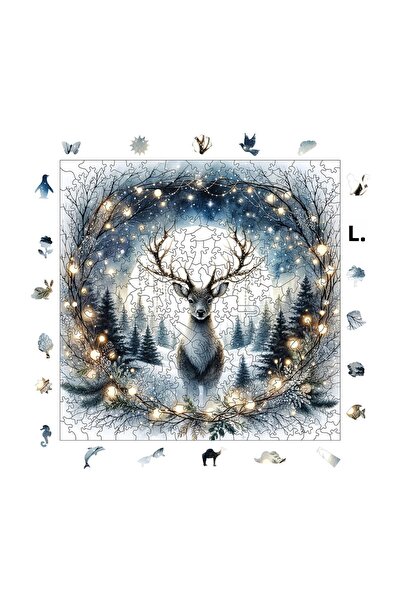 WePuzzleUp Wooden Puzzle - Deer under the Silver Moon - 353 Pieces, 29X29 cm