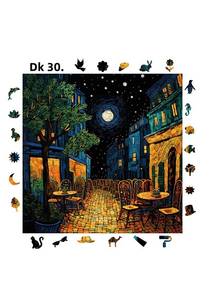 WePuzzleUp لغز خشبي - نسخة طبق الأصل من مقهى فان جوخ في تيراستا ليلاً - 353 قطعة، 29×29 سم